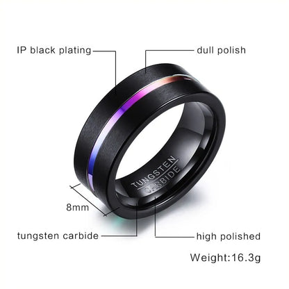 Mens Black Tungsten Ring